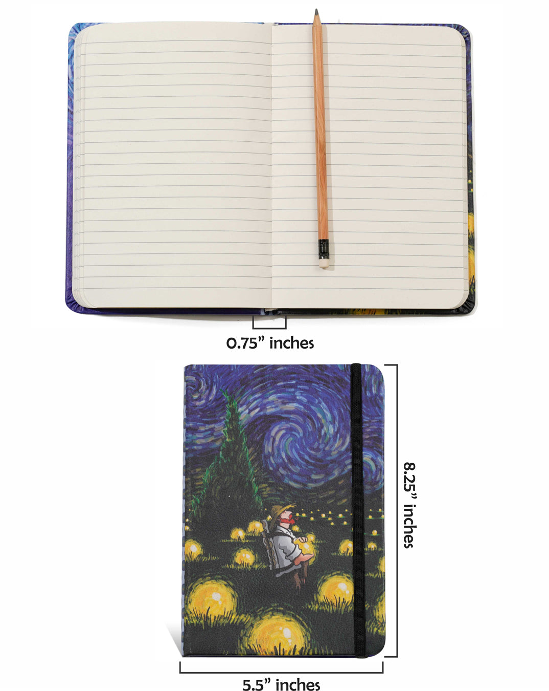 Starry Night 8 X 6 Vegan Leather  Notebook